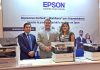 Danny Varillas, gerente de Impresoras de Negocios de Epson; Harold Dudgeon, gerente general de Epson Perú; y Roxana Alejos, gerente de Producto de Consumo de Epson.